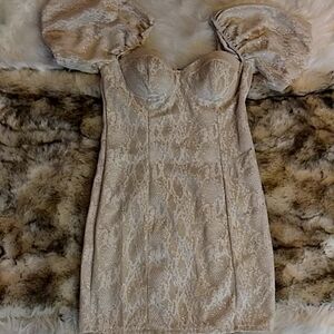 Mini Glitter Women's Dress. Size S/M. Color Tan & Beige.